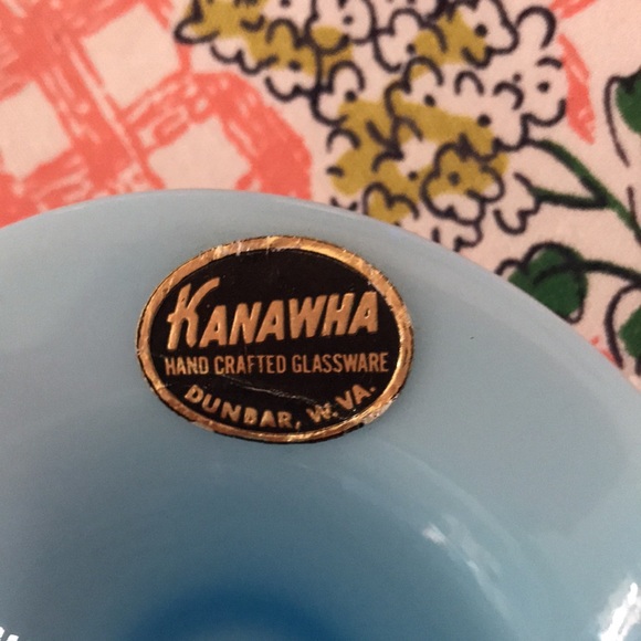 Blue Cased White Glass Basket - Picture 5 of 5